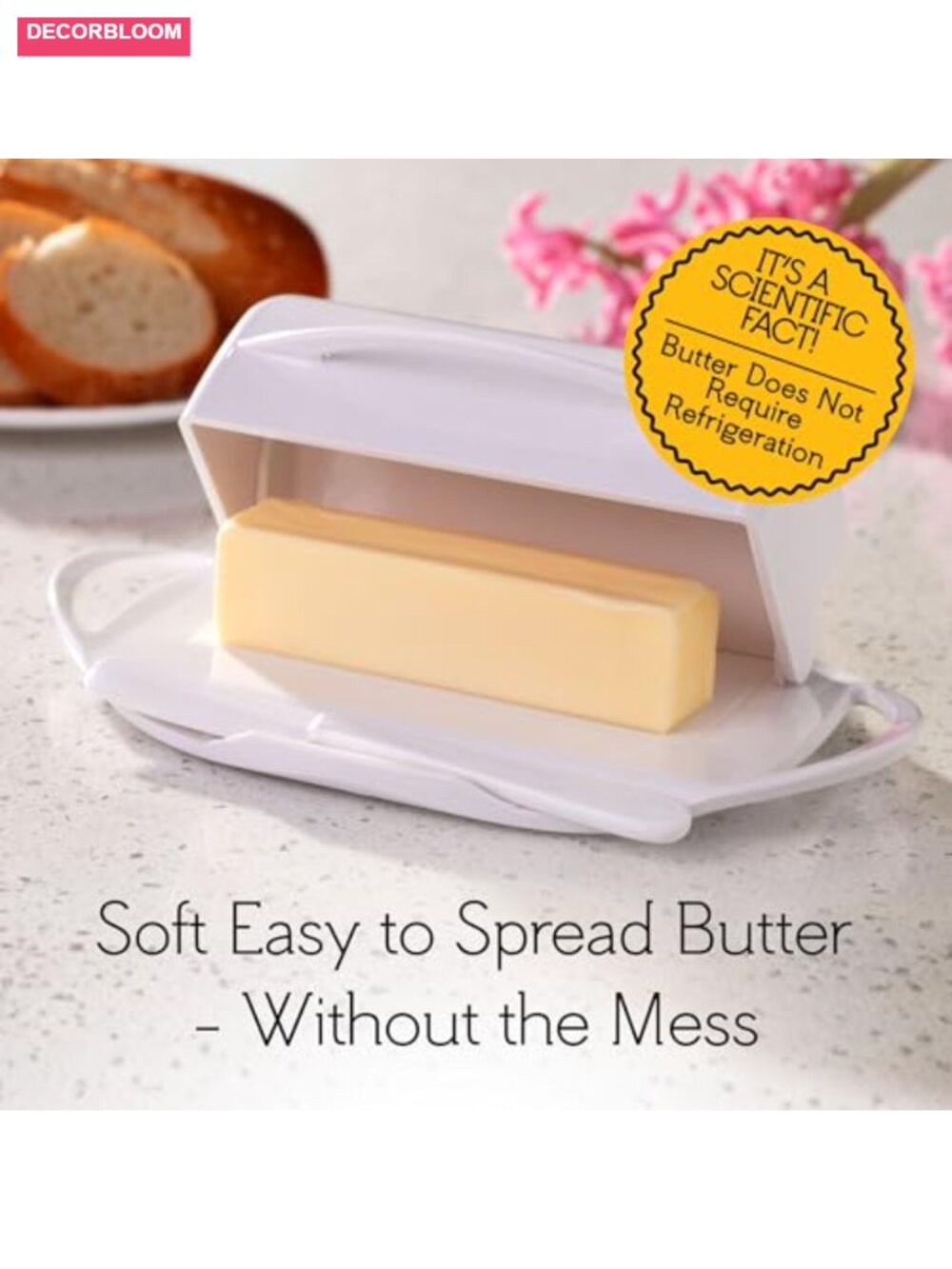 Flip Top Butter Dish 1-Piece Plastic, Holds 2 Sticks, Dishwasher Safe - Picture 5 of 6